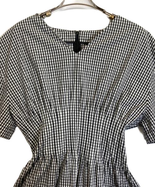 LE CIEL BLEU（ルシェルブルー）LE CIEL BLEU (ルシェルブルー) ギンガムチェック ラウンドフォームドレス ブラック サイズ:38の古着・服飾アイテム