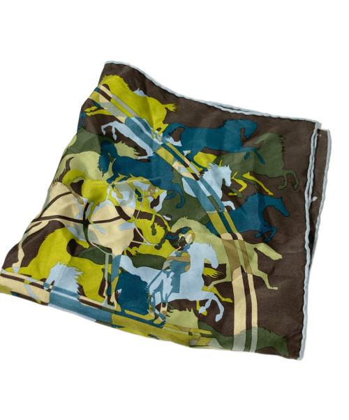 HERMES（エルメス）HERMES (エルメス) エクスリブリスのカモフラージュスカーフ グリーンの古着・服飾アイテム