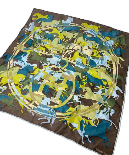 HERMES（エルメス）HERMES (エルメス) エクスリブリスのカモフラージュスカーフ グリーンの古着・服飾アイテム