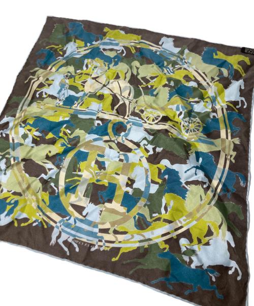 HERMES（エルメス）HERMES (エルメス) エクスリブリスのカモフラージュスカーフ グリーンの古着・服飾アイテム