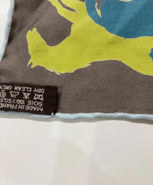 HERMES（エルメス）HERMES (エルメス) エクスリブリスのカモフラージュスカーフ グリーンの古着・服飾アイテム