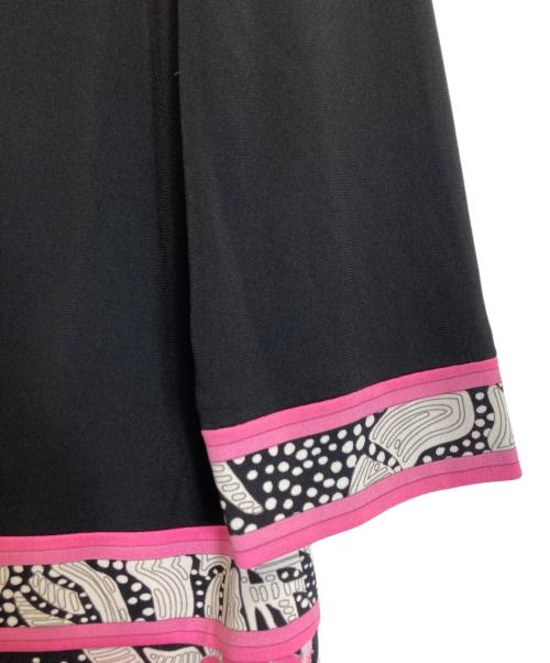 LEONARD（レオナール）LEONARD (レオナール) 切替7分袖ワンピース ブラック サイズ:40の古着・服飾アイテム