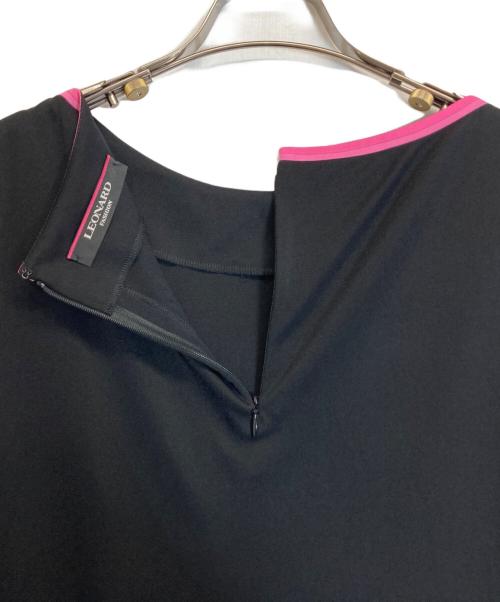 LEONARD（レオナール）LEONARD (レオナール) 切替7分袖ワンピース ブラック サイズ:40の古着・服飾アイテム