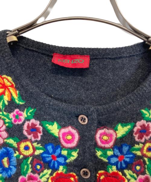 KENZO（ケンゾー）KENZO (ケンゾー) 刺繍カーディガン グレー サイズ:Mの古着・服飾アイテム