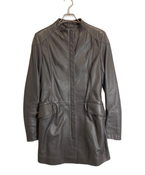 EMPORIO ARMANI（エンポリオアルマーニ）EMPORIO ARMANI (エンポリオアルマーニ) ラムレザーコート ブラウン サイズ:48の古着・服飾アイテム