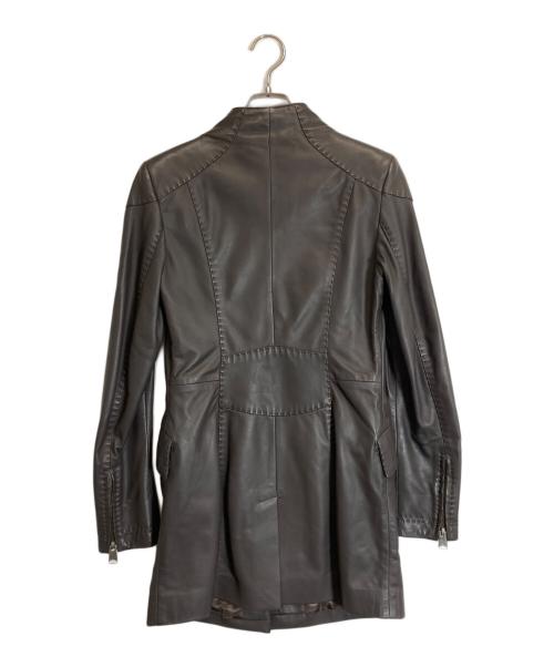 EMPORIO ARMANI（エンポリオアルマーニ）EMPORIO ARMANI (エンポリオアルマーニ) ラムレザーコート ブラウン サイズ:48の古着・服飾アイテム