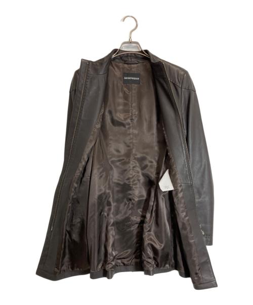 EMPORIO ARMANI（エンポリオアルマーニ）EMPORIO ARMANI (エンポリオアルマーニ) ラムレザーコート ブラウン サイズ:48の古着・服飾アイテム