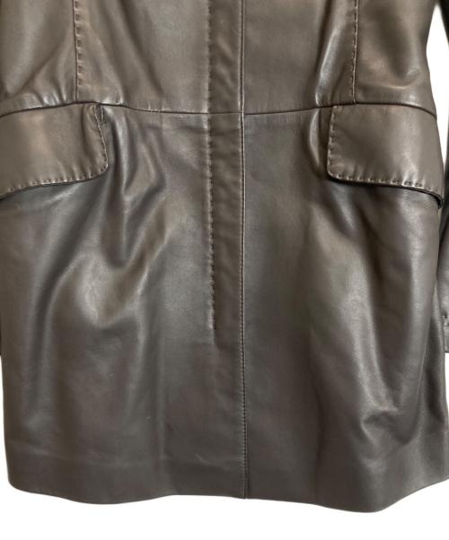 EMPORIO ARMANI（エンポリオアルマーニ）EMPORIO ARMANI (エンポリオアルマーニ) ラムレザーコート ブラウン サイズ:48の古着・服飾アイテム