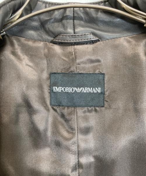 EMPORIO ARMANI（エンポリオアルマーニ）EMPORIO ARMANI (エンポリオアルマーニ) ラムレザーコート ブラウン サイズ:48の古着・服飾アイテム