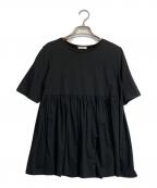 YORIヨリ）の古着「フレアギャザーカットソー」｜ブラック