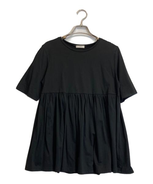 YORI（ヨリ）yori (ヨリ) フレアギャザーカットソー ブラック サイズ:Fの古着・服飾アイテム