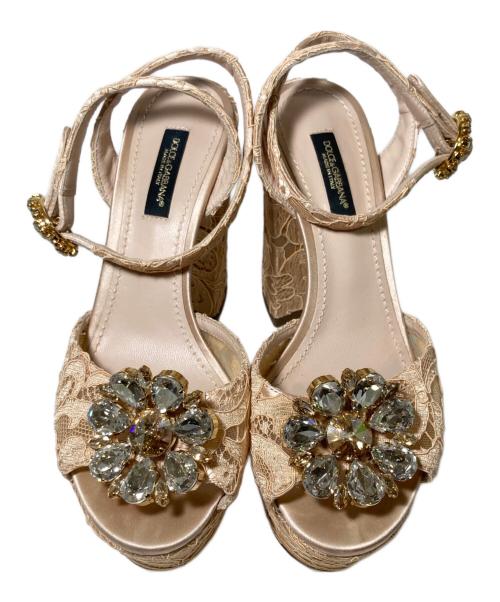 DOLCE & GABBANA（ドルチェ＆ガッバーナ）DOLCE & GABBANA (ドルチェ＆ガッバーナ) ビジューサンダル ピンク サイズ:35の古着・服飾アイテム