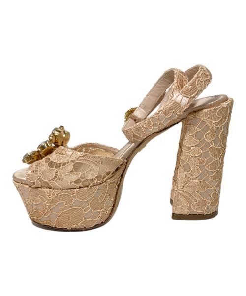 DOLCE & GABBANA（ドルチェ＆ガッバーナ）DOLCE & GABBANA (ドルチェ＆ガッバーナ) ビジューサンダル ピンク サイズ:35の古着・服飾アイテム