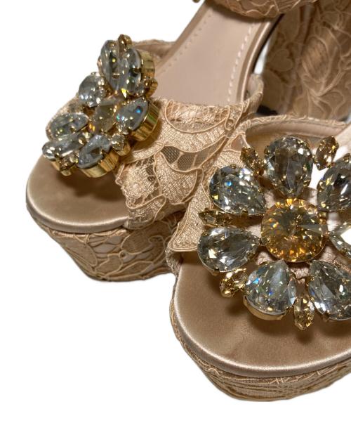 DOLCE & GABBANA（ドルチェ＆ガッバーナ）DOLCE & GABBANA (ドルチェ＆ガッバーナ) ビジューサンダル ピンク サイズ:35の古着・服飾アイテム