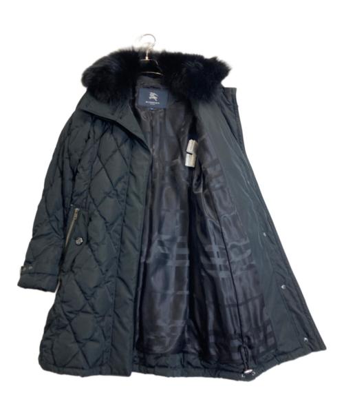 BURBERRY LONDON（バーバリーロンドン）BURBERRY LONDON (バーバリーロンドン) フォックスファー付きキルティングダウンコート ブラック サイズ:40の古着・服飾アイテム