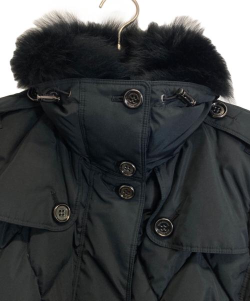 BURBERRY LONDON（バーバリーロンドン）BURBERRY LONDON (バーバリーロンドン) フォックスファー付きキルティングダウンコート ブラック サイズ:40の古着・服飾アイテム