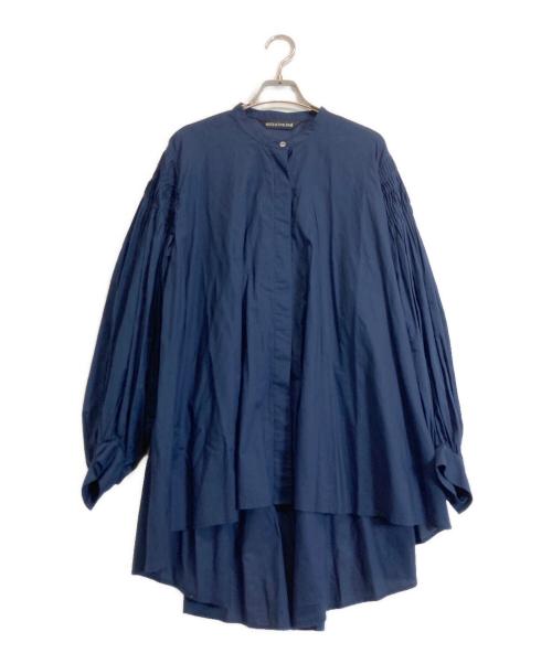 mizuiro-ind（ミズイロインド）mizuiro-ind (ミズイロインド) ピンタックパフスリーブシャツ ネイビー サイズ:サイズ表記無しの古着・服飾アイテム