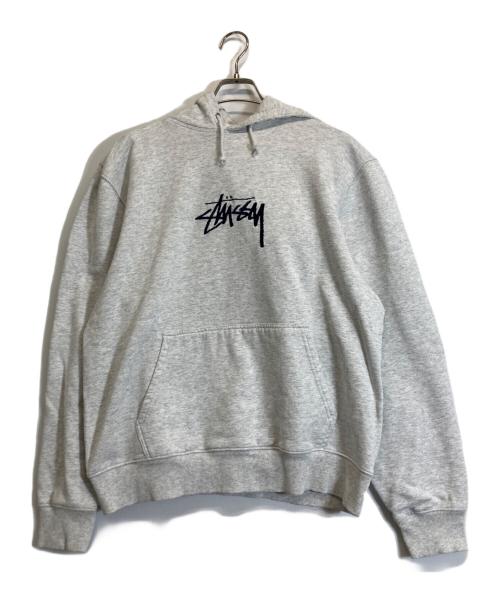 stussy（ステューシー）stussy (ステューシー) ロゴ刺繍パーカー グレー サイズ:Lの古着・服飾アイテム