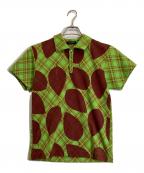 COMME des GARCONS HOMME PLUSコムデギャルソンオムプリュス）の古着「リーフ柄ハーフジップシャツ」｜黄緑