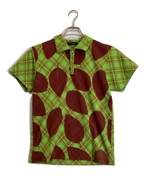 COMME des GARCONS HOMME PLUS（コムデギャルソンオムプリュス）COMME des GARCONS HOMME PLUS (コムデギャルソンオムプリュス) リーフ柄ハーフジップシャツ 黄緑 サイズ:記載なしの古着・服飾アイテム