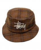 stussyステューシー）の古着「チェックハット」｜ブラウン