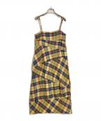 tricot COMME des GARCONSトリココムデギャルソン）の古着「チェック柄ノースリーブワンピース」｜イエロー