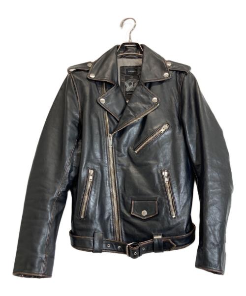 DIESEL（ディーゼル）DIESEL (ディーゼル) カウレザーダブルライダースジャケット ブラック サイズ:Mの古着・服飾アイテム