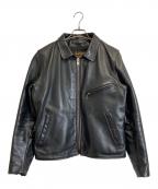 VANSONバンソン）の古着「シングルライダースジャケット」｜ブラック