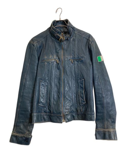 DOLCE & GABBANA（ドルチェ＆ガッバーナ）DOLCE & GABBANA (ドルチェ＆ガッバーナ) レザージャケット ネイビー サイズ:48の古着・服飾アイテム