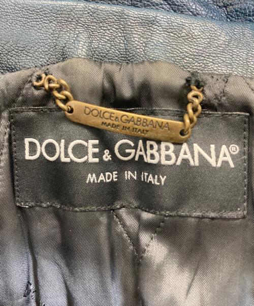 DOLCE & GABBANA（ドルチェ＆ガッバーナ）DOLCE & GABBANA (ドルチェ＆ガッバーナ) レザージャケット ネイビー サイズ:48の古着・服飾アイテム