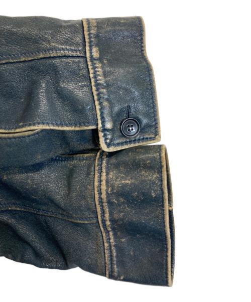 DOLCE & GABBANA（ドルチェ＆ガッバーナ）DOLCE & GABBANA (ドルチェ＆ガッバーナ) レザージャケット ネイビー サイズ:48の古着・服飾アイテム