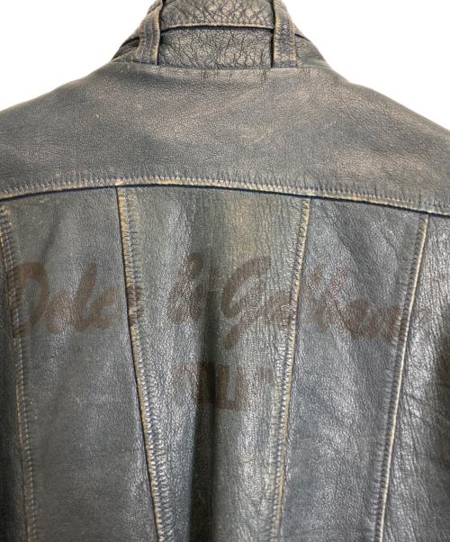 DOLCE & GABBANA（ドルチェ＆ガッバーナ）DOLCE & GABBANA (ドルチェ＆ガッバーナ) レザージャケット ネイビー サイズ:48の古着・服飾アイテム