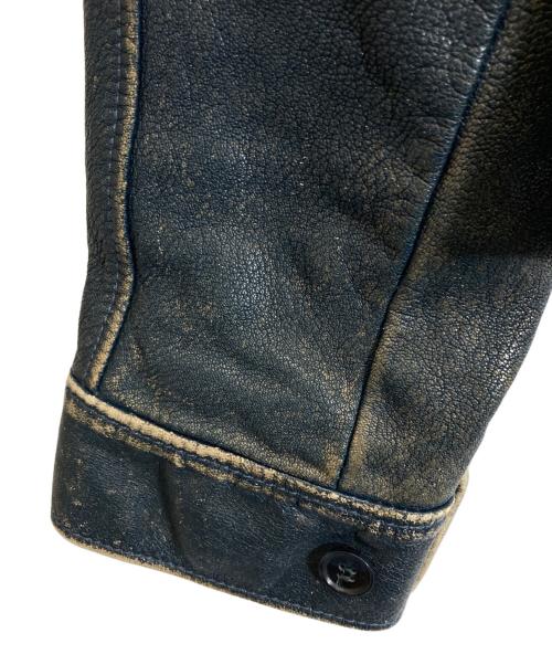 DOLCE & GABBANA（ドルチェ＆ガッバーナ）DOLCE & GABBANA (ドルチェ＆ガッバーナ) レザージャケット ネイビー サイズ:48の古着・服飾アイテム