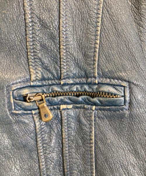 DOLCE & GABBANA（ドルチェ＆ガッバーナ）DOLCE & GABBANA (ドルチェ＆ガッバーナ) レザージャケット ネイビー サイズ:48の古着・服飾アイテム