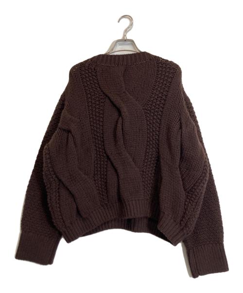 GALERIE VIE（ギャルリーヴィー）GALERIE VIE (ギャルリーヴィー) ビッグケーブルボートネックプルオーバー ブラウン サイズ:Fの古着・服飾アイテム