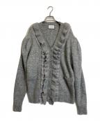 SEVEN TEN by MIHO KAWAHITOセブン テン バイ ミホ カワヒト）の古着「フリルオーガンジーカーディガン」｜ライトグレー