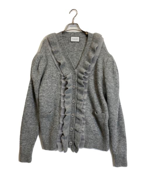 SEVEN TEN by MIHO KAWAHITO（セブン テン バイ ミホ カワヒト）SEVEN TEN by MIHO KAWAHITO (セブン テン バイ ミホ カワヒト) フリルオーガンジーカーディガン ライトグレー サイズ:Sの古着・服飾アイテム