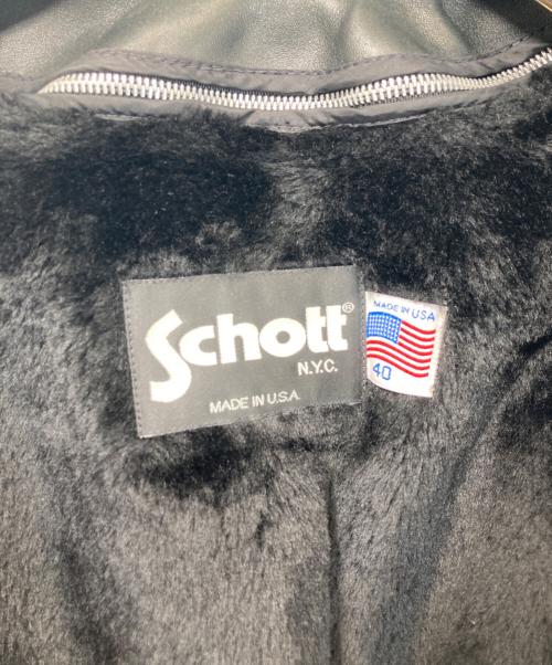 Schott（ショット）Schott (ショット) ボアライナー付 レザーシングルライダース ジャケット ブラック サイズ:40の古着・服飾アイテム
