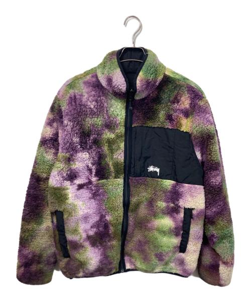 stussy（ステューシー）stussy (ステューシー) リバーシブルフリースジャケット パープル×グリーン サイズ:Mの古着・服飾アイテム