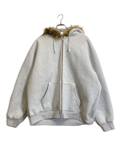 SUPREME（シュプリーム）Supreme (シュプリーム) faux fur zip up hooded sweatshirt ライトグレー サイズ:XLの古着・服飾アイテム