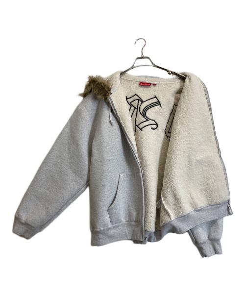 SUPREME（シュプリーム）Supreme (シュプリーム) faux fur zip up hooded sweatshirt ライトグレー サイズ:XLの古着・服飾アイテム