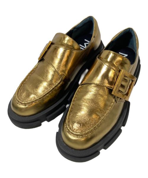 MANA（マナ）MANA (マナ) ビッグベルトボリュームソールシューズ ゴールド サイズ:40の古着・服飾アイテム