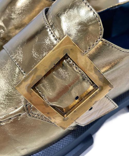 MANA（マナ）MANA (マナ) ビッグベルトボリュームソールシューズ ゴールド サイズ:40の古着・服飾アイテム