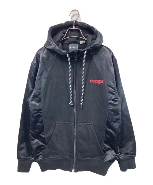 adidas（アディダス）adidas (アディダス) ALEXANDER WANG (アレキサンダー・ワン) 切替ジップアップパーカー ブラック サイズ:Sの古着・服飾アイテム