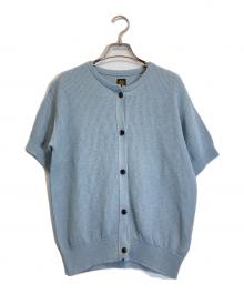 BATONER（バトナ―）の古着「SUMMER KNIT CREW NECK CARDIGAN S/S”」｜ブルー