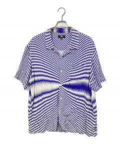 00s Old Stussy オンブレチェック 半袖シャツ ブルー L 2026年最新