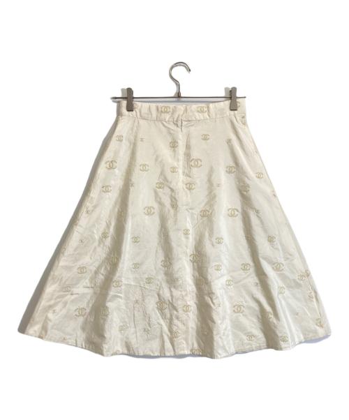 CHANEL（シャネル）CHANEL (シャネル) ココマークデザインシルクスカート ホワイト サイズ:36の古着・服飾アイテム