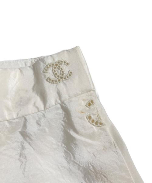 CHANEL（シャネル）CHANEL (シャネル) ココマークデザインシルクスカート ホワイト サイズ:36の古着・服飾アイテム