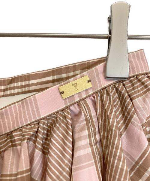 AMI PARIS（アミ パリス）AMI PARIS (アミ パリス) チェック柄スカート ピンク サイズ:36の古着・服飾アイテム