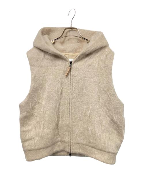 LE GLAZIK（ル グラジック）LE GLAZIK (ル グラジック) ウールモヘヤ フードベスト ベージュ サイズ:36の古着・服飾アイテム